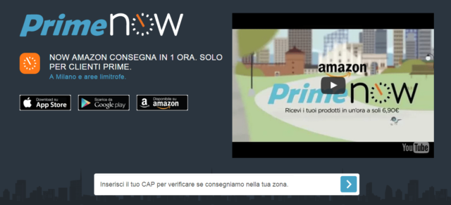 Alla pagina dedicata www.amazon.it/primenow potrete trovare maggiori informazioni, oltre ai link su App Store e Google Play per il download dell'app Prime Now