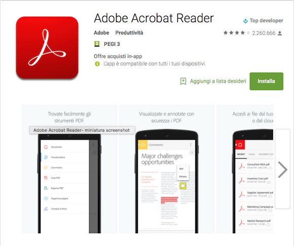 Acrobat Reader per Android