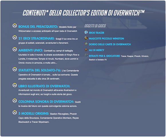 Overwatch Collector's Edition contenuto
