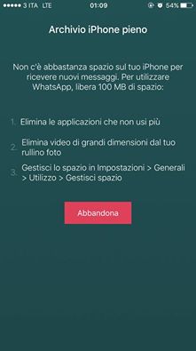 WhatsApp (archivio pieno)