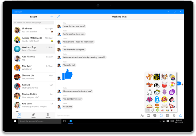 MessengerWindows10Disponibili le app di Facebook, Messenger e Instagram per Windows 10