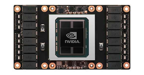 Il modulo di calcolo presente nell'acceleratore Tesla P100 e basato sulla Gpu Nvidia GP100. 