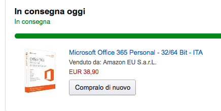 Un abbonamento Office 365 Personal acquistato su Amazon Ã¨ costato 38,90 euro, contro i 69 richiesti dal sito Microsoft.