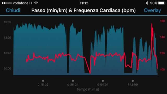 Pe monitorare l'attivitÃ Â  effettuata si possono anche sovrapporre piÃ¹ dati, come il passo tenuto durate l'attivitÃ Â  e la frequenza cardiaca registrata dal sensore integrato.