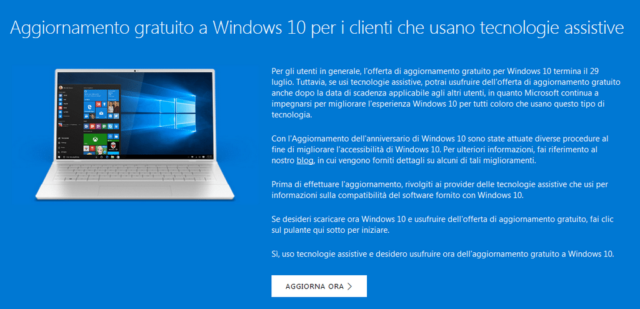 Aggiornamento Windows 10