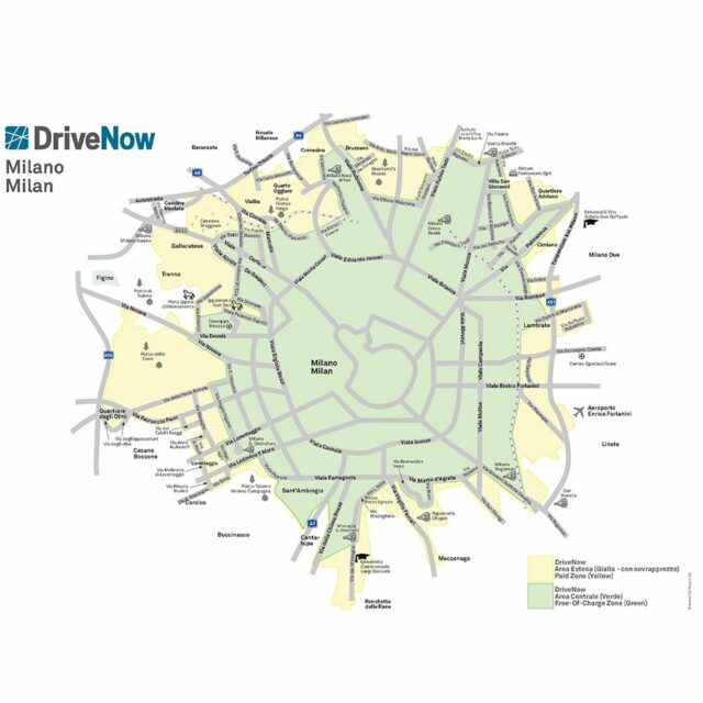 DriveNow: la mappa dell'area operativa.