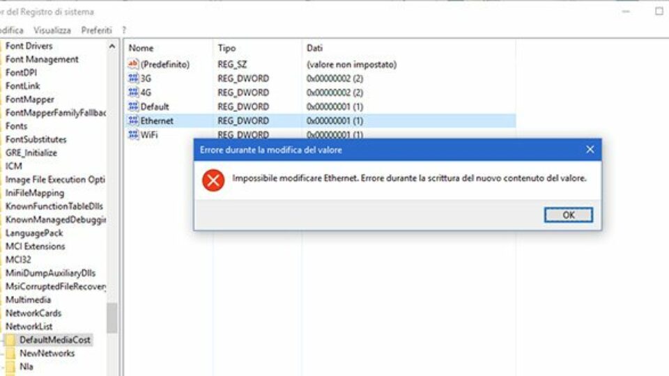 RIEPILOGO DELLA CONFIGURAZIONE DEL REGISTRO visual data 7