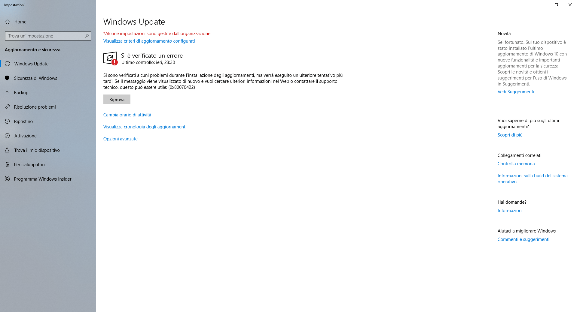 Errore Windows Update