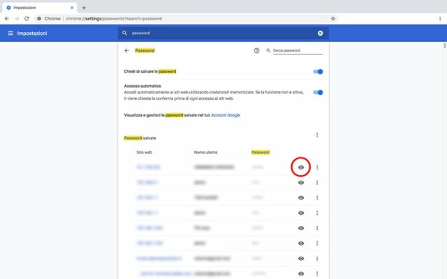 Recuperare una password salvata su Google Chrome
