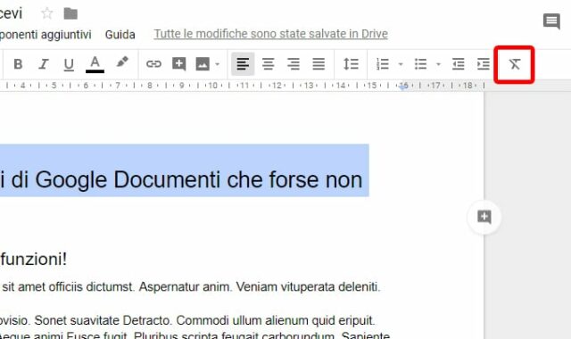 Le funzioni di Google Documenti: