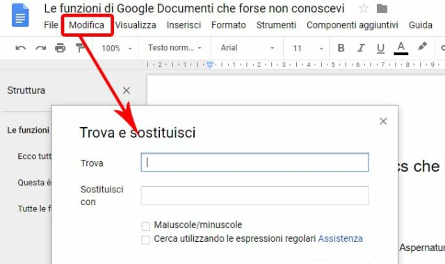 Le funzioni di Google Documenti: