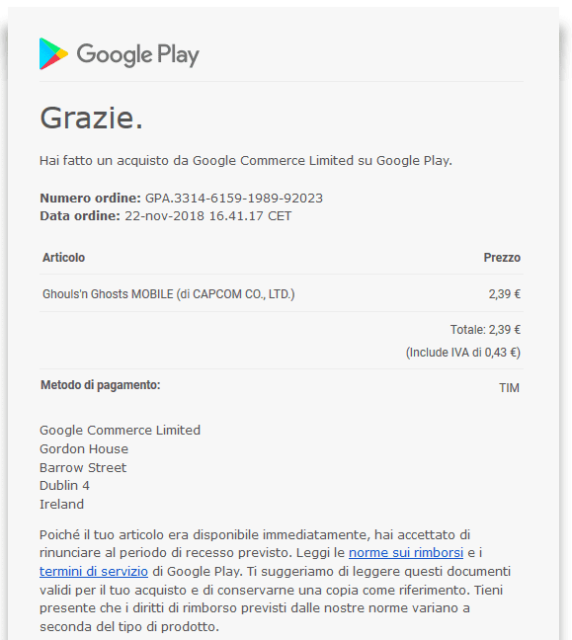 Google Play, acquisto con credito residuo 7