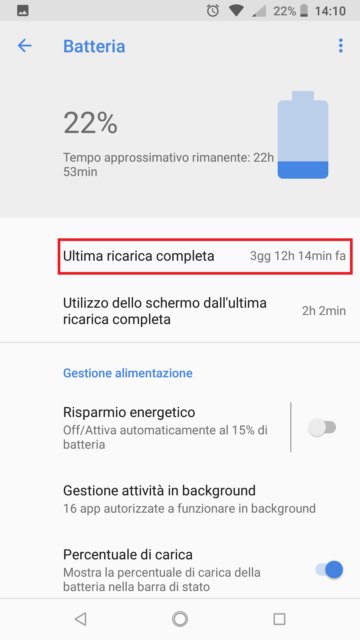 Android, indicatore di Ultima ricarica completa - 3