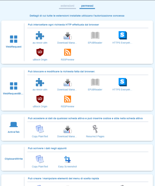Firefox, permessi delle estensioni - 2