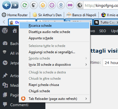 Firefox, ricarica schede