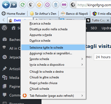 Firefox, seleziona schede