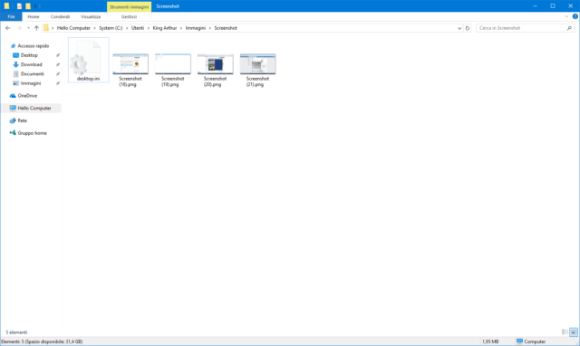 Contatore Screenshot su Windows 10 - 1