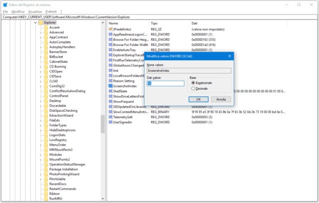 Contatore Screenshot su Windows 10 - 2