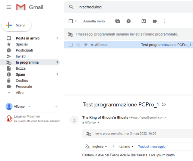 Gmail, invio programmato - 3