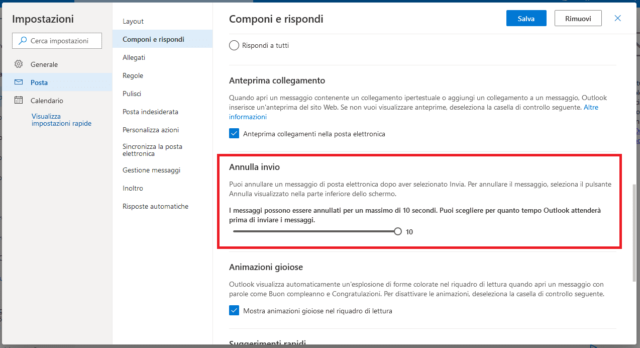 Outlook, annullamento invio e-mail - 2