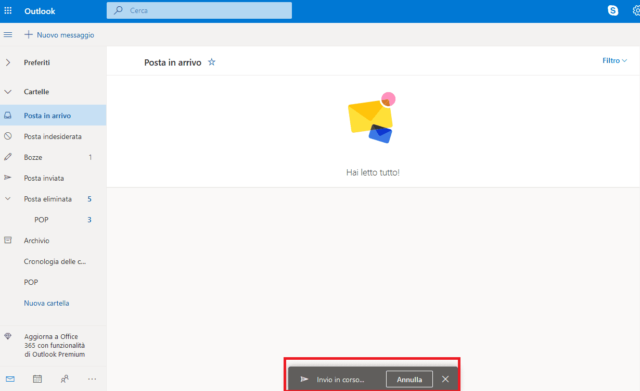 Outlook, annullamento invio e-mail - 3