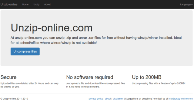 Unzip-online