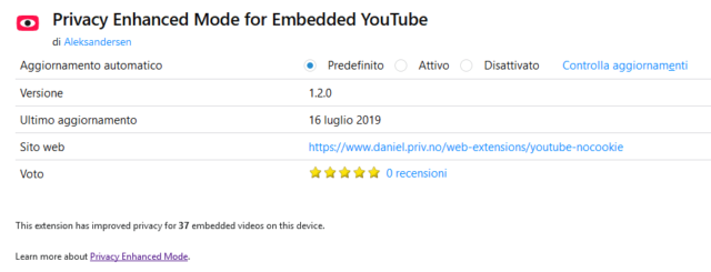 Privacy Enhanced Mode for Embedded YouTube