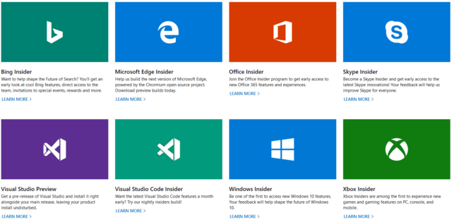 Microsoft, Programmi Insider