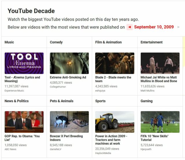 YouTube Decade