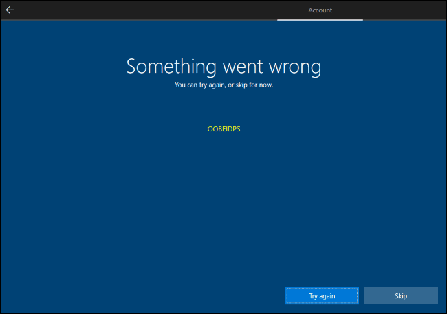 Windows 10, account off-line