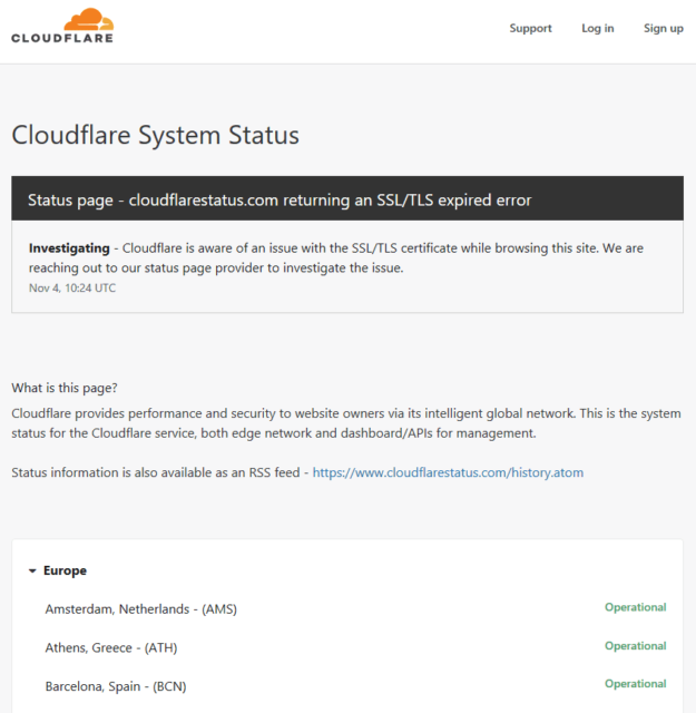 Cloudflare System Status - 1
