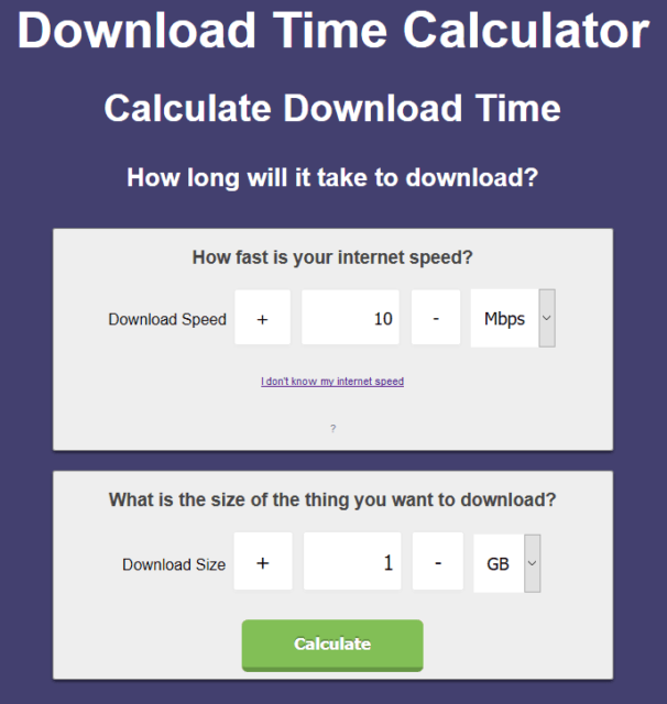 akademisk Bogholder beviser Come calcolare i tempi di download con Download Time Calculator