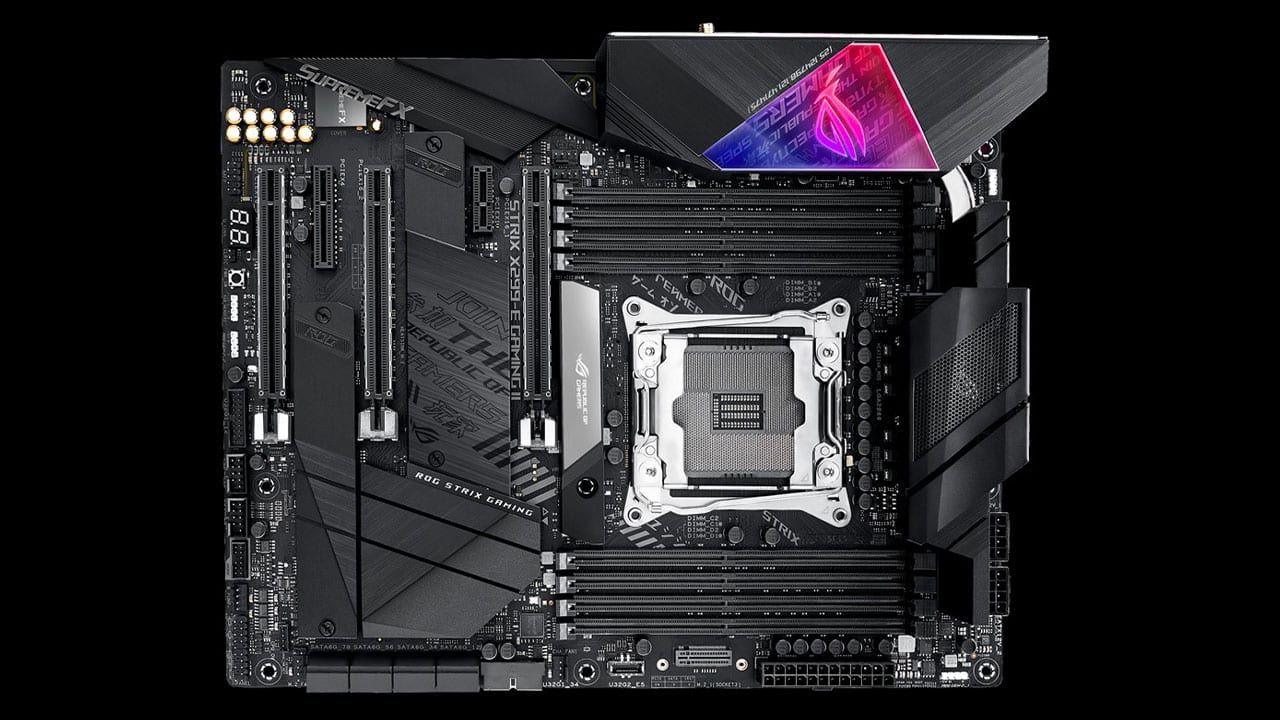 La Asus ROG Strix X299-E Gaming II è una piattaforma in formato Atx con socket LGA2066 in grado di ospitare tutti i processori Intel Core X: dai modelli della serie 7000 ai più recenti modelli della serie 10000.
