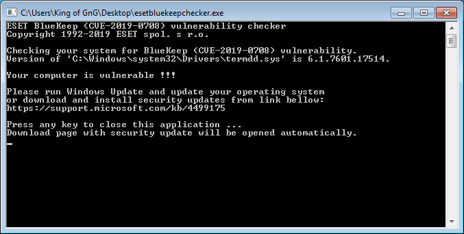 BlueKeep vulnerability checker - 2