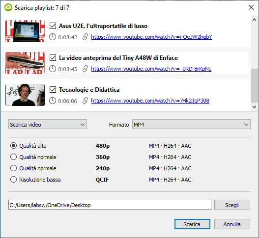 Oltre ai singoli filmati, 4K Video Downloader puÃ² gestire anche intere playlist: basta importarne lâindirizzo Url per avviare lo scaricamento di tutti i contenuti.