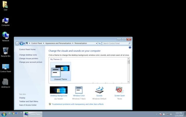 Windows 7, bug sfondo nero