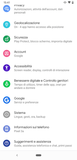 Il menu Impostazioni sugli smartphone Android