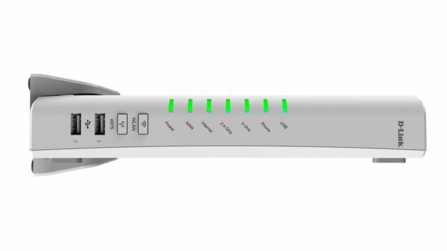 Il frontale del router D-Link Wi-Fi DVA-5593.