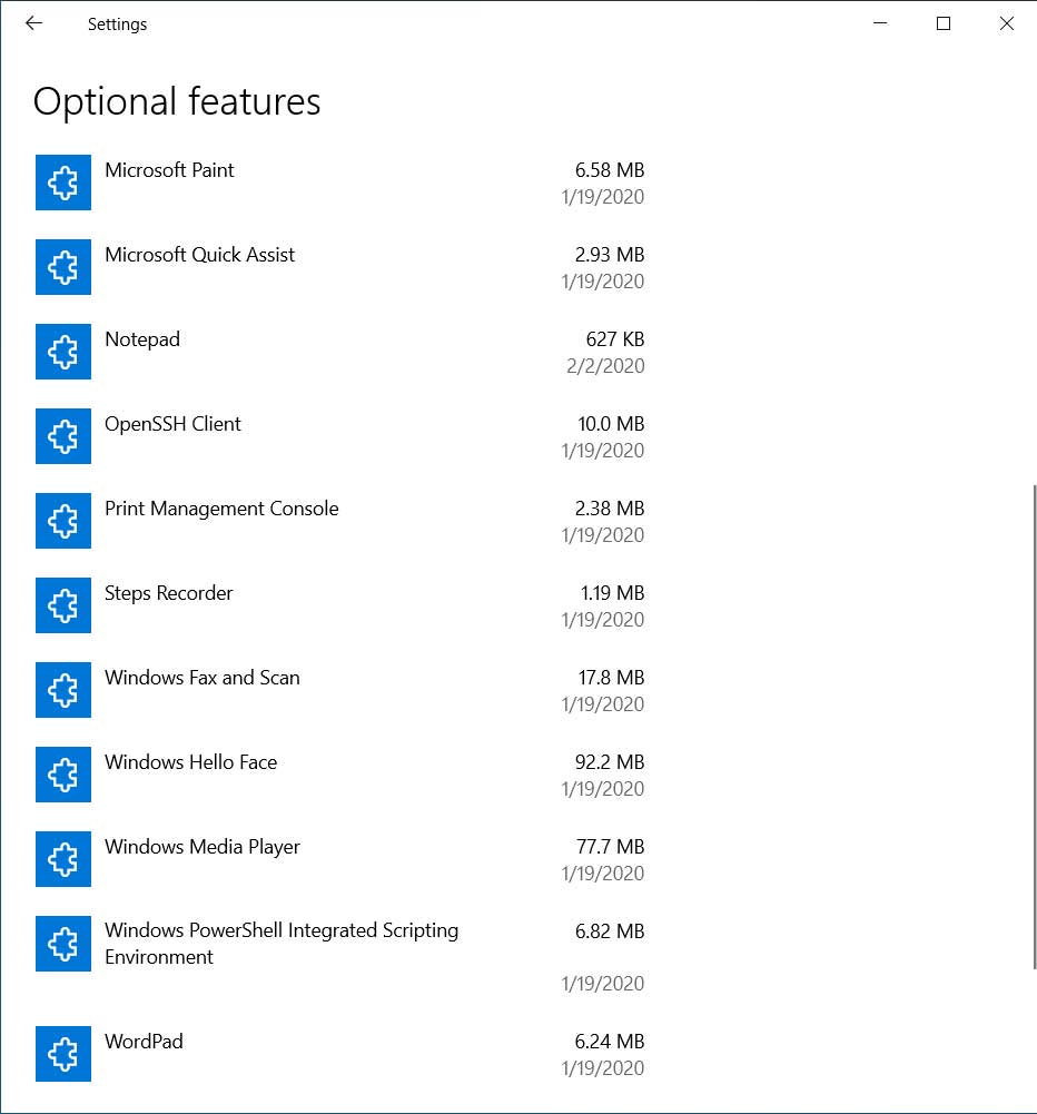 Windows 10 2004, Blocco Note e Paint diventano "funzionalità facoltative"