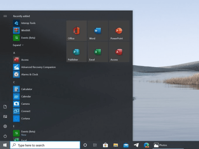 Windows 10 senza Live Tile