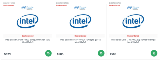Costo CPU Intel Comet Lake-S