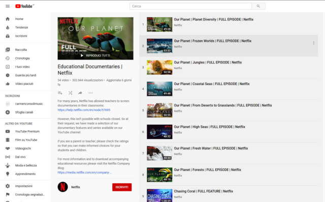 Netflix, documentari su YouTube