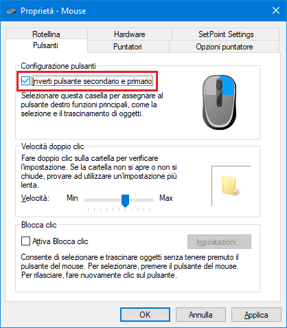 Inverti pulsanti del mouse - 1