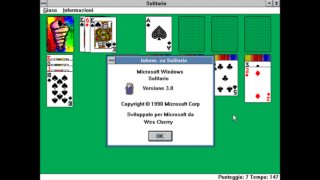 Solitario in Windows 3.0 (DOSBox)