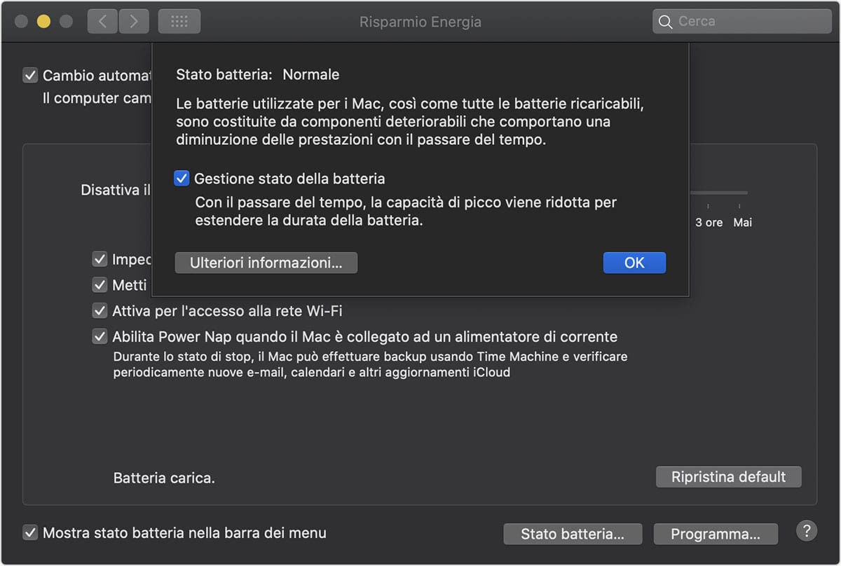 macOS catalina - Gestione stato batteria macOS catalina - Gestione stato batteria