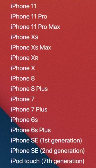 Apple iOS14 - iPhone compatibili