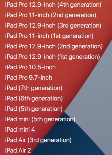 Apple iPadOS 14 - iPad compatibili