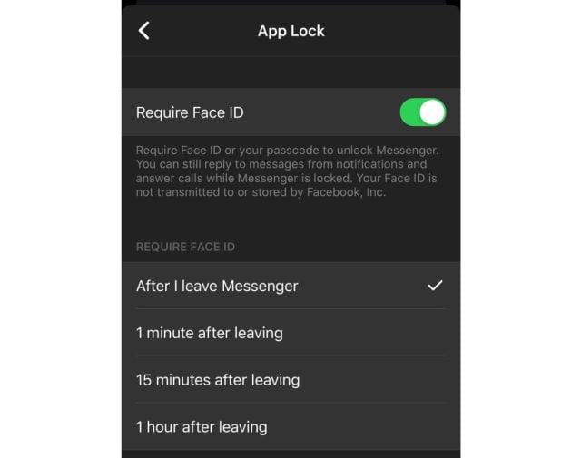 Facebook Messenger - App Lock test