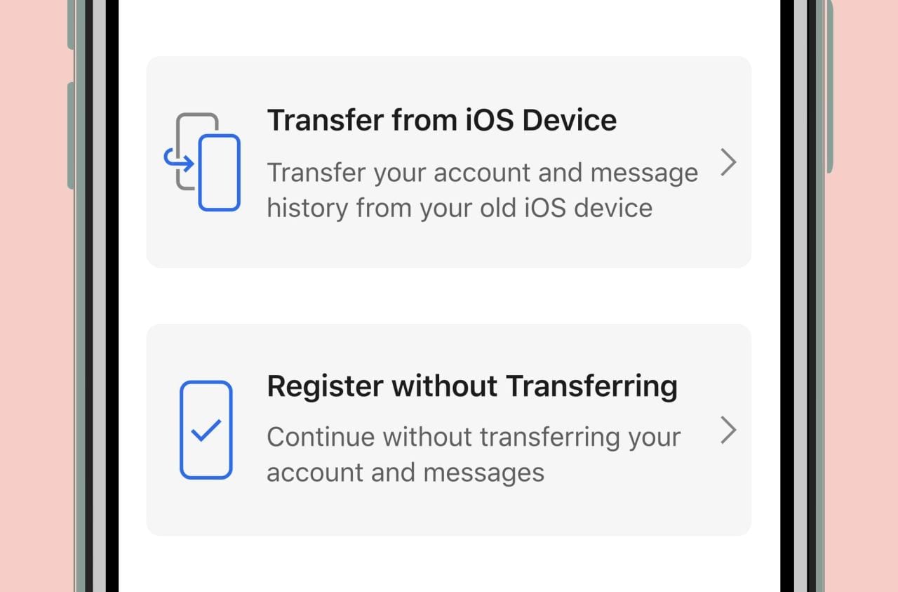 Signal per iOS - trasferimento conversazioni