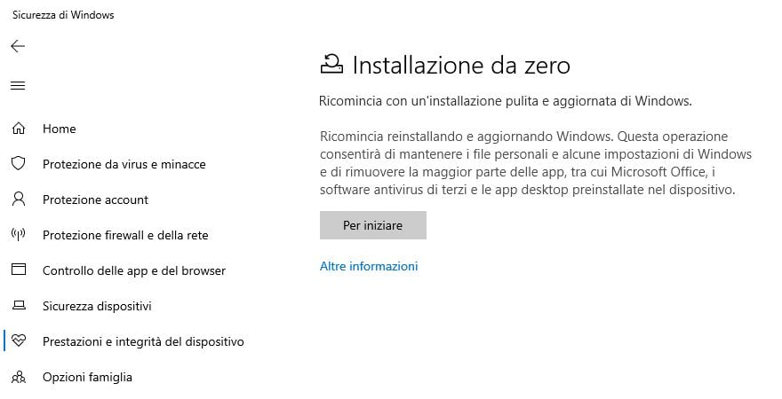 Windows 10 - Installazione da zero